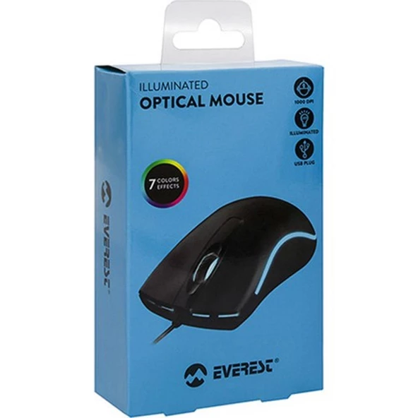 Everest SM-M9 Usb Siyah 3D Optik Led Mouse - 34513 - Resim 4