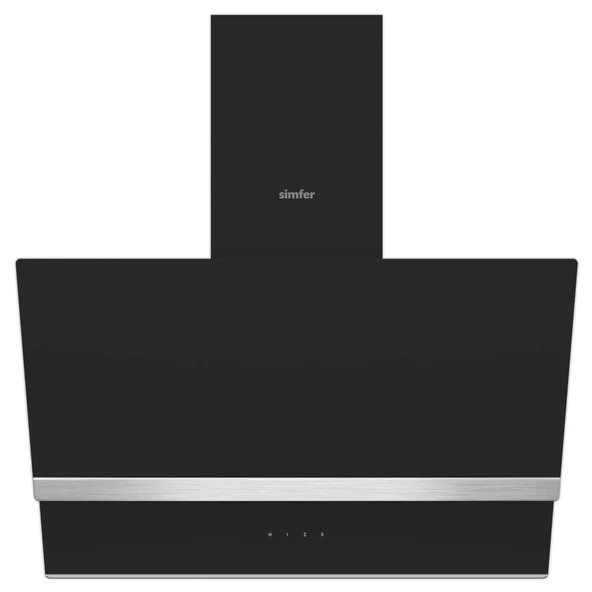 Simfer 8738 60Cm Premium Siyah 2 Cam, Inox Dekorlu Davlumbaz ürün görseli 1