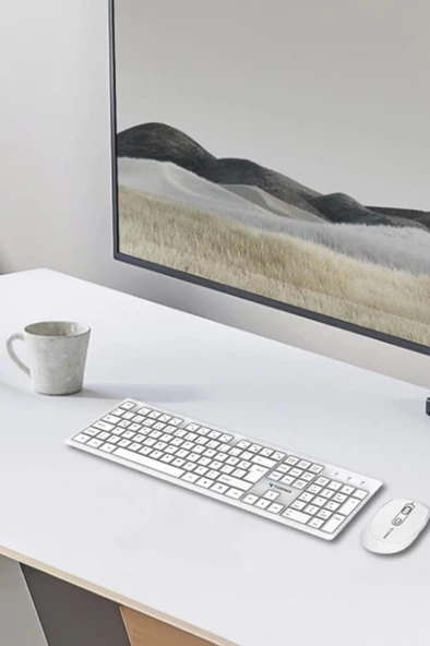 Kablosuz Q Klavye Mouse Seti TMK01 Beyaz - Resim 2