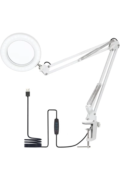 BGZ STORE   Katlanabilir 8x Büyüteçli LED Yüz Bakımı Güzellik Tatto LED Masa Lambası - 3Renk Modu,10 Seviye Işık ürün görseli 1