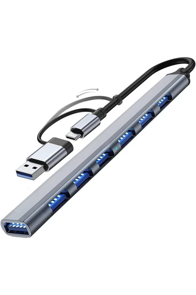 UmoTech   7 Port Usb 3.0 Hub 7in1 Usb 3.0 Hub Çoklayıcı Pc Bilgisayar Uyumlu Veri Aktarımı Mouse Klavye Bağlan ürün görseli 1