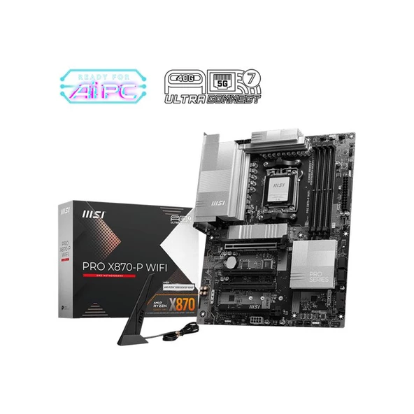 MSI PRO X870-P WIFI AM5 DDR5 8200OC 3xM2 USB4 HDMI 5G LAN WIFI7 RGB ATX ürün görseli 1