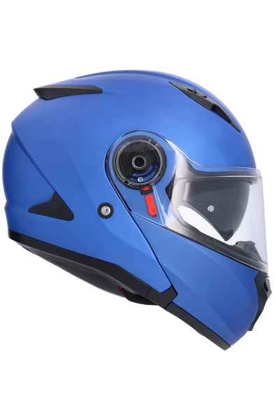 Shiro Çene Açılır Flip Up 4132 SH-508SV Triton Solid Mat Blue Sun Vizor M Beden Kask ürün görseli 1