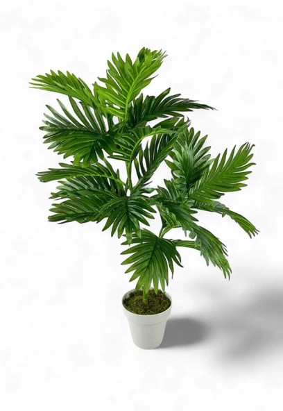 Nettenevime Yapay Çiçek Areka Palmiye Ağacı 85cm 2Dal Salon Çiçeği Beyaz Saksılı Yapay Bitki ürün görseli 1