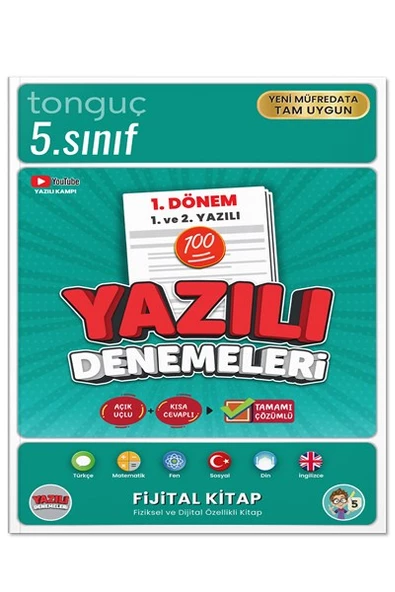 5. Sınıf Yazılı Denemeleri 1. Dönem 1 ve 2. Yazılı - Tonguç Yayınları ürün görseli 1