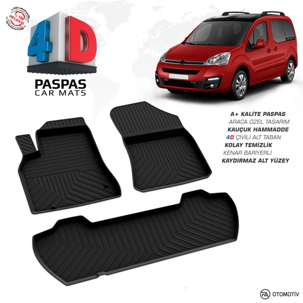 Citroen Berlingo 4D Havuzlu Paspas 2008 - 2018 Model ürün görseli 1