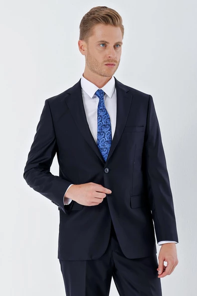 Lacivert Gabardin Mono Yaka 6 Drop Comfort Fit Rahat Kesim Basic Takım Elbise 1001245010 ürün görseli 1
