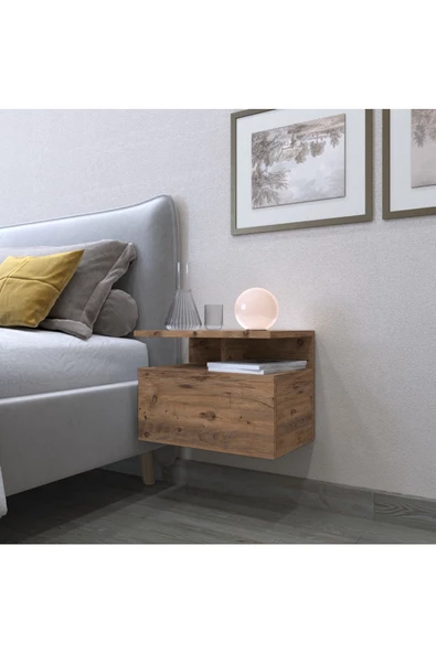 AYMOBSAN Venüs Komodin, Duvara Monte, 45 cm, Atlantik Çam ürün görseli 1