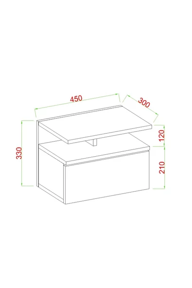 AYMOBSAN Venüs Komodin, Duvara Monte, 45 cm, Antrasit - Resim 3