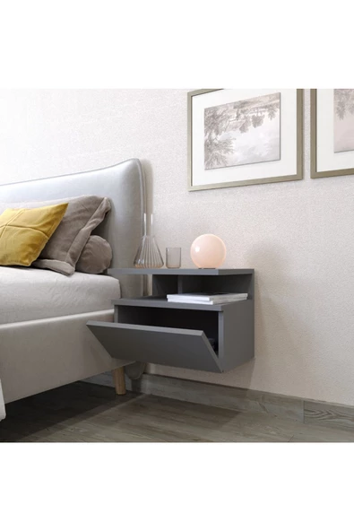 AYMOBSAN Venüs Komodin, Duvara Monte, 45 cm, Antrasit - Resim 2