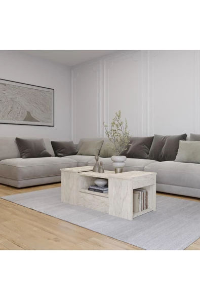 AYMOBSAN Lila Orta Sehpa 3'lü Takım Zigonlu Modern, 100 cm, Atlantik Çam - Beyaz ürün görseli 1