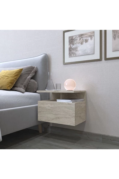 AYMOBSAN Venüs Komodin, Duvara Monte, 45 cm, Traverten ürün görseli 1