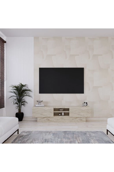 AYMOBSAN   Liva Tv Sehpası Bazalı 160 Cm - Traverten ürün görseli 1