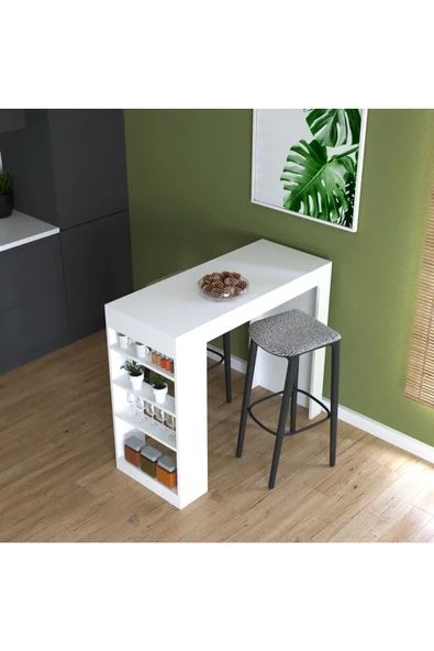 AYMOBSAN   Sedef Bar Masası , Mutfak Masası , Yemek Masası , Ada Masa, Beyaz ürün görseli 1