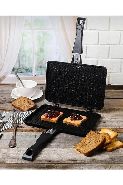 OMS 3773 Döküm Ocak Üstü Tost Makinesi 23x17cm ürün görseli 1