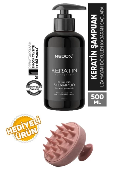 NEDOX Yıpranmış Saçlar Için Keratinli Saç Bakım Şampuanı 500 ml+Saç Masaj Tarağı ürün görseli 1