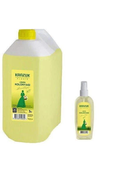 Kolonya 80 Derece 5 Litre Limon Kolonyası 170 Ml 80 Derece Sprey Limon Kolonyası Hediyeli ürün görseli 1