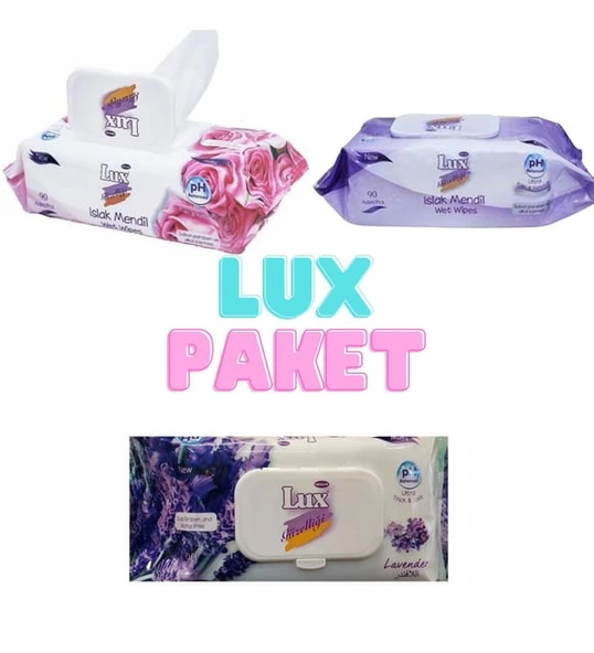 LUX ISLAK MENDİL DENEME PAKETİ 3 PAKET  90 LI YAPRAK ürün görseli 1