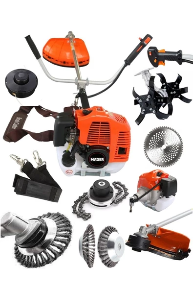 Mager 52 cc  Benzinli Çim Biçme Tırpan Makinası Çapa Aparatlı 4 Başlık Full+Full ürün görseli 1
