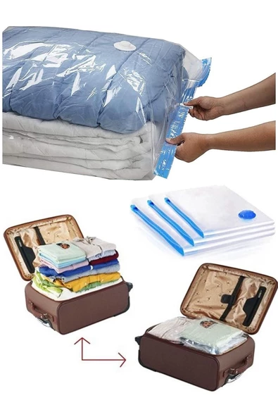 ÜLBAG Seyahat Bavullarına Uygun 2 Li (60x80) Vakumlu Saklama Poşeti Hurç Pratik Çözüm ürün görseli 1