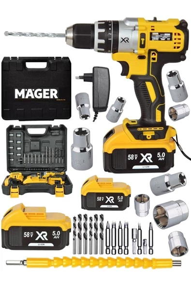 Mager Germany Technolgy Çelik Madren Metal Şanzıman 58 Wat Darbeli Matkap 24 Parça Set Hediye ürün görseli 1