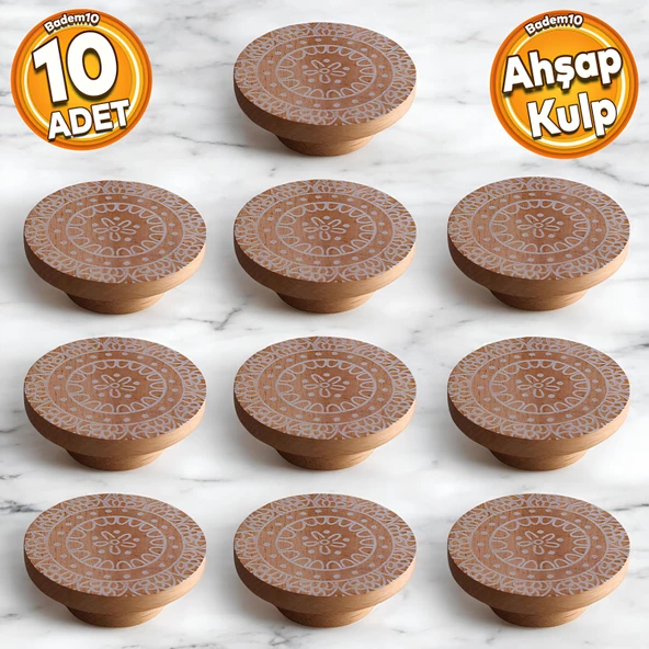 Ahşap Kulp Düğme Çiçek Desenli Çocuk Odası Çekmece Mutfak Mobilya Dolap Kulpu Kulbu Kulpları 10 ADET ürün görseli 1