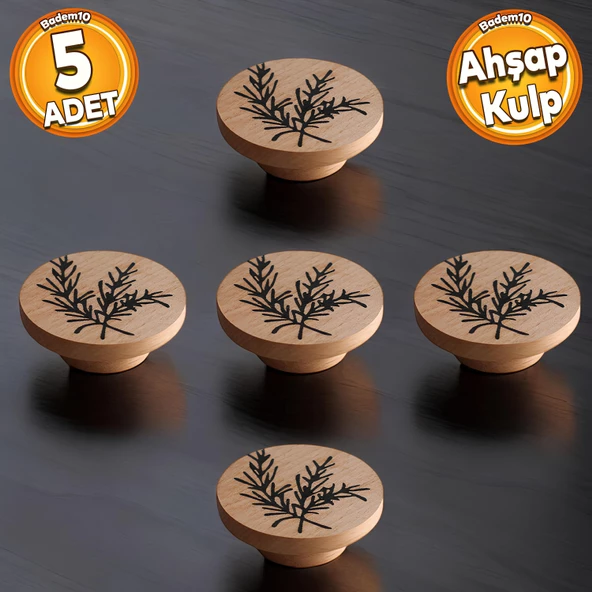 Ahşap Kulp Düğme Ağaç Desenli Çocuk Odası Çekmece Mutfak Mobilya Dolap Kulpu Kulbu Kulpları 5 ADET ürün görseli 1