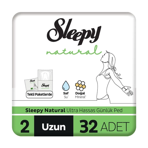 Sleepy Natural Ultra Hassas Günlük Ped Uzun 32 Adet ürün görseli 1
