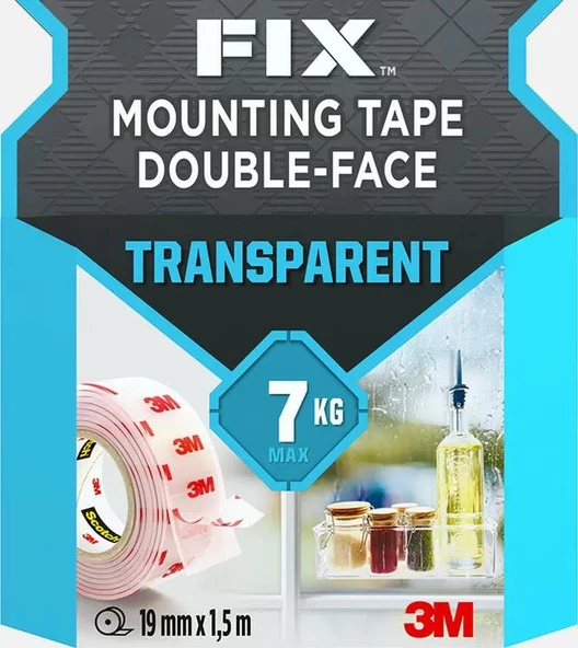 Şeffaf Montaj Bandı 19mm x 1,5m ürün görseli 1