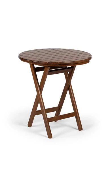 Buzludja Katlanır Masa 70cm - Dış Mekan Yuvarlak Ahşap Bahçe, Balkon Masası ürün görseli 1
