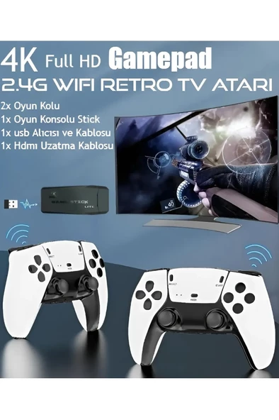 QASUL 4K Full HD Gamepad Kablosuz HDMI Android TV Uyumlu Taşınabilir Atari Gamebox Konsol Oyunları ürün görseli 1