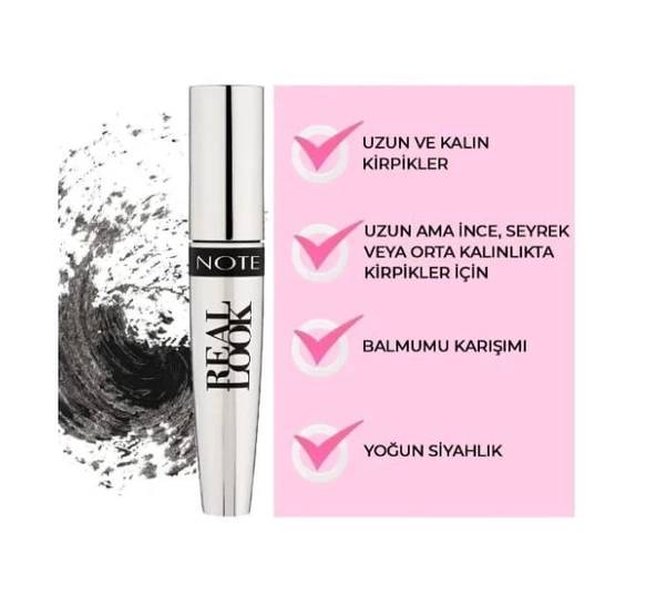 Note Real Look Black Maskara - Resim 4