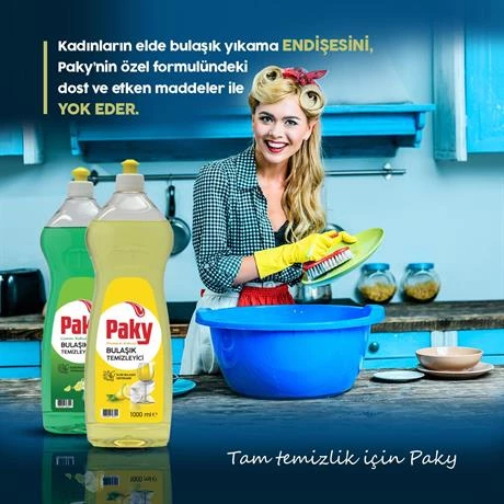 PAKY Elde Bulaşık Deterjanı Sarı Push Pull 1000 ml - Resim 4