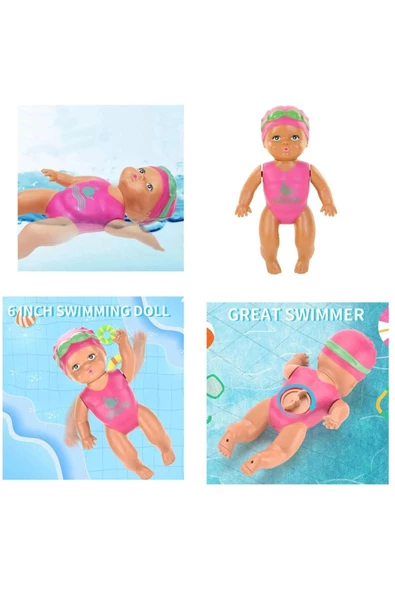 Küvette Havuzda Kendiliğinden Yüzen Kurmalı Swimming Baby Yüzen Bebek - Banyo oyuncağı 10 Cm ürün görseli 1