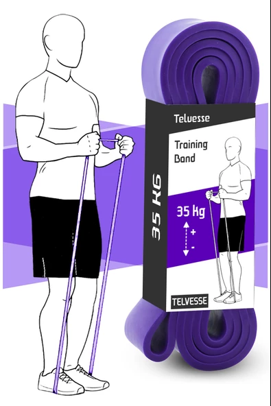35 KG Direnç Bandı Kas Geliştirme Lastiği Fitness Pilates Cross Training Bant Mor - Extra Sert ürün görseli 1