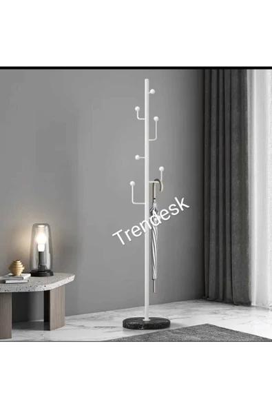 TRENDESK   Modern Metal Beyaz Ayaklı Askılık Elbise Askısı 165*30 cm ürün görseli 1