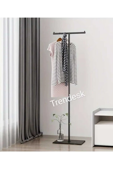 TRENDESK   Metal T Siyah  Ayaklı Askılık Elbise Askılık ürün görseli 1