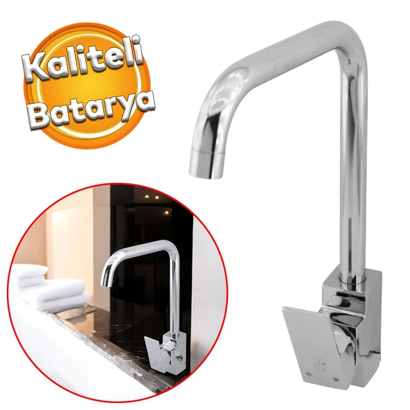 Kaliteli Lavabo Musluk Banyo Mutfak Evye Bataryası Sıcak Soğuk Su Girişli 1.390 Kg Çeşme Krom Renk ürün görseli 1