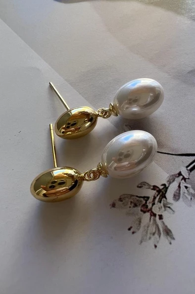 DROPS PEARLY ( 14K ALTIN KAPLAMA KÜPE ) - Resim 2