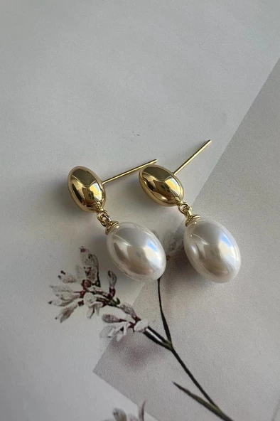 DROPS PEARLY ( 14K ALTIN KAPLAMA KÜPE ) ürün görseli 1