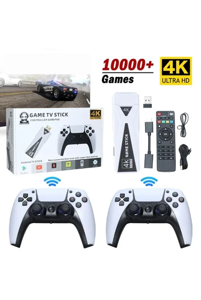 Android Game TV Stick 64 GB Hediye Hazıfa Kartı 2 Kablosuz Oyun Kolu Retro Game Stick Nostalji Oyun Konsolu ürün görseli 1