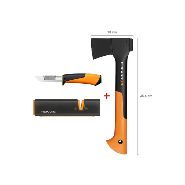 Fiskars Parçalama Baltası Xs-X7 + Bileyicili Ağır İş Bıçağı + Balta ve Bıçak Bileyici ürün görseli 1