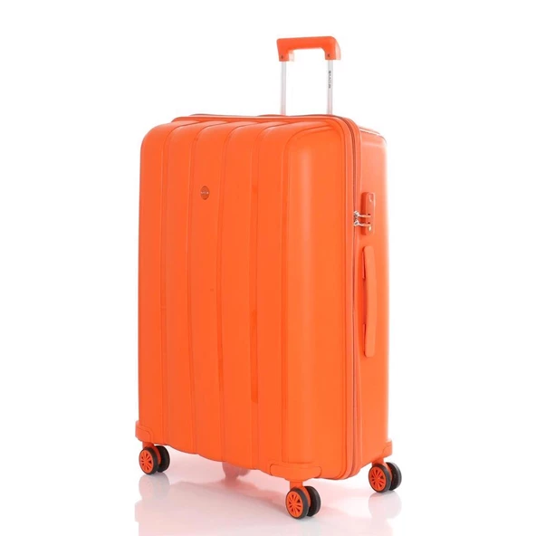 Mçs Valiz 3lü Set Kırılmaz PP Silikon Orange - Resim 5
