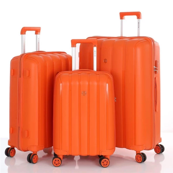 Mçs Valiz 3lü Set Kırılmaz PP Silikon Orange ürün görseli 1