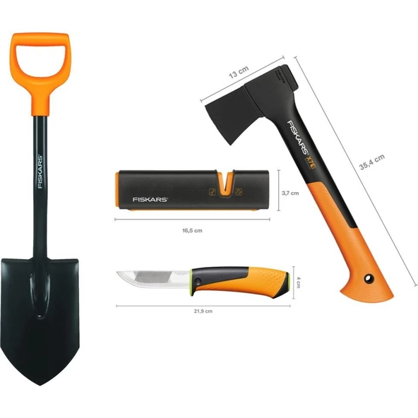 Fiskars Solid Kürek + Xs-X7 Balta + Ağır İş Bıçağı + Balta ve Bıçak Bileyici ürün görseli 1