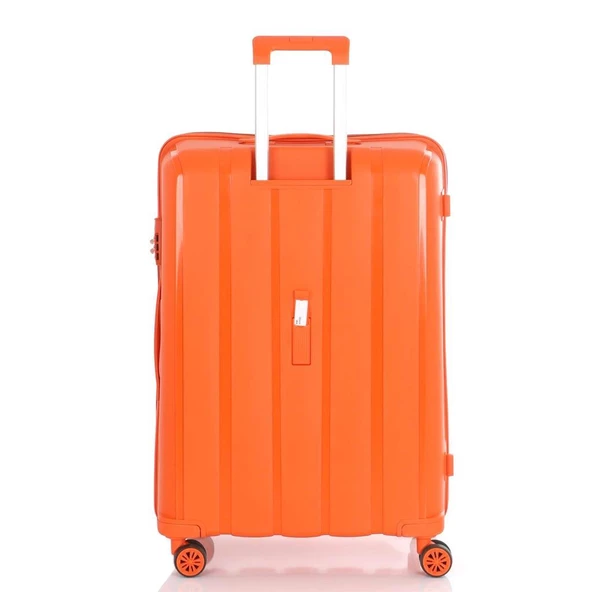 Mçs Valiz 3lü Set Kırılmaz PP Silikon Orange - Resim 4