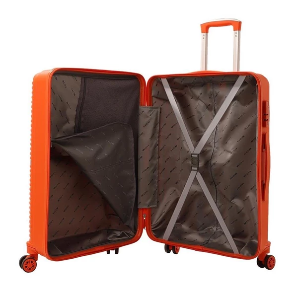 Mçs Valiz 3lü Set Kırılmaz PP Silikon Orange - Resim 2
