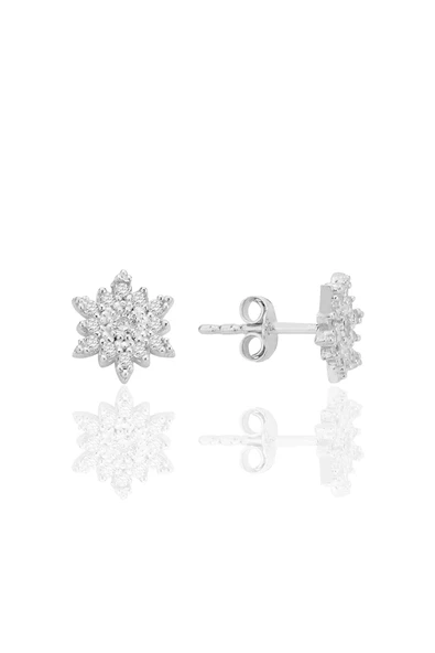 Gümüş rodyumlu zirkon taşlı mini kar tanesi küpe SGTL12588RODAJ ürün görseli 1
