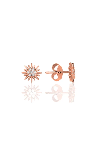 Gümüş rose zirkon taşlı  güneş küpe SGTL12333ROSE ürün görseli 1