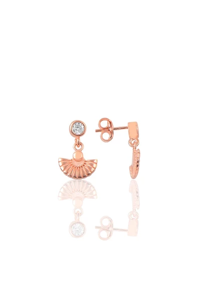 Gümüş rose zirkon taşlı meltem midye küpe SGTL12618ROSE ürün görseli 1
